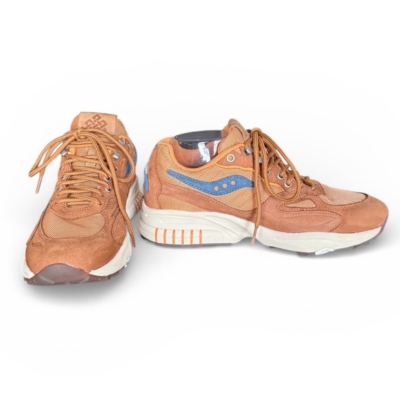 Saucony Other - Saucony 3D Grid Hurricane Trail Running Shoes Brown‎ Blue unisex Size 7